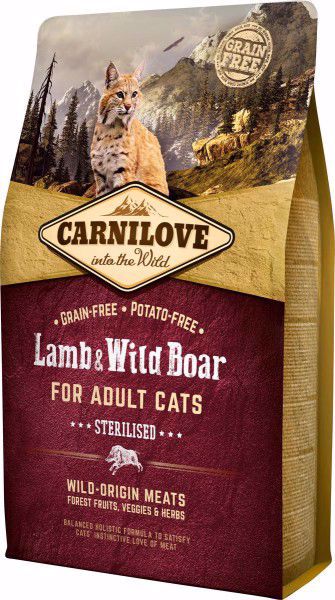 Carnilove Lam & Vildsvin t/Sterili. katte 2 kg.
