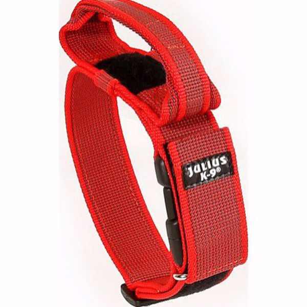 K9 C&G halsbånd m/håndtag 40 mm 38-53 cm. Rød
